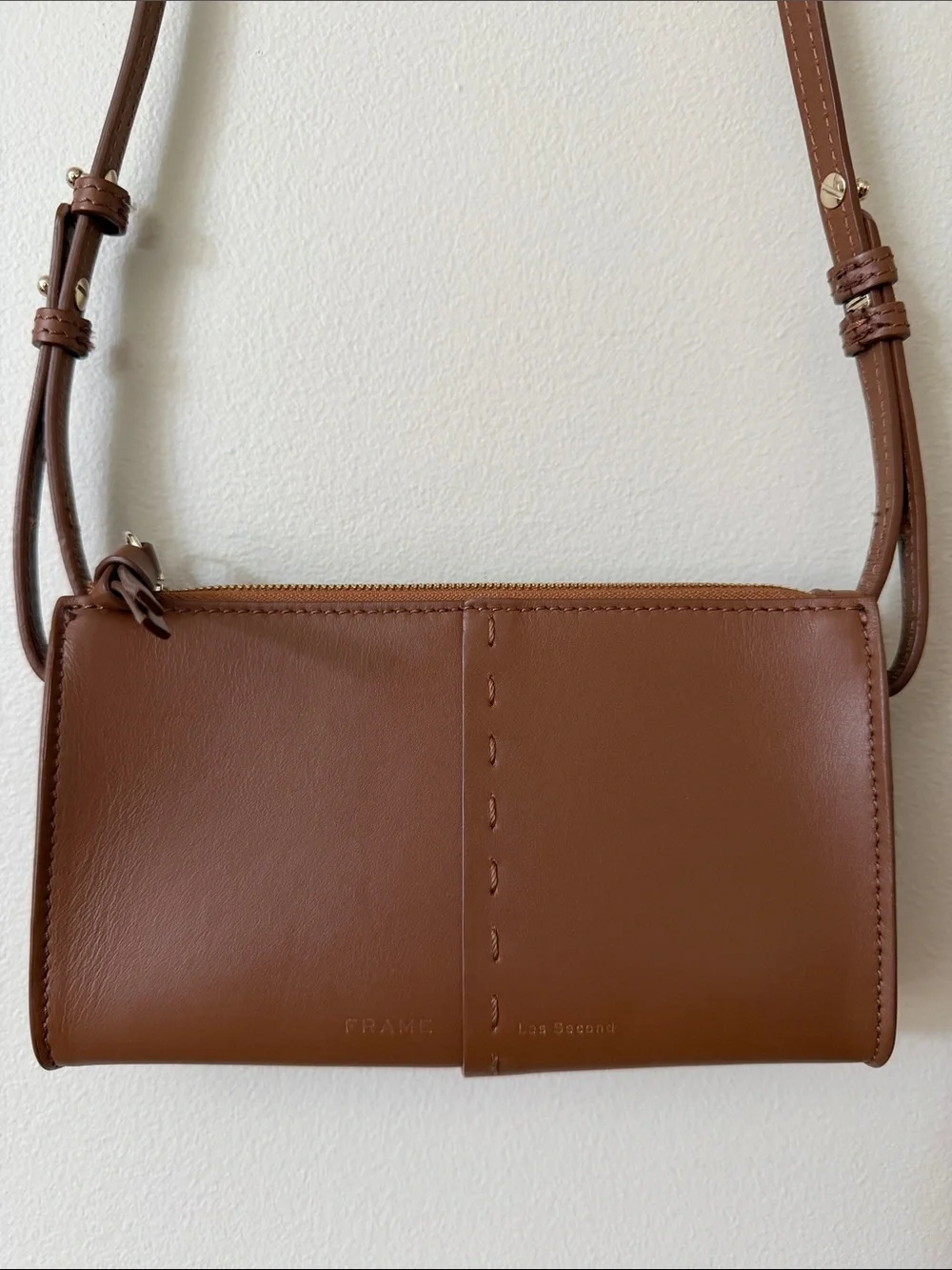 FRAME Classic Leather Les Second Dark Brown Crossbody Wallet Bag Purse